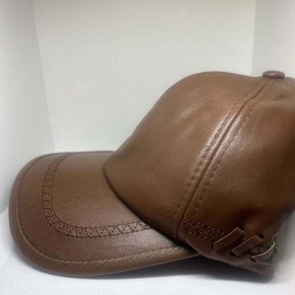 Mens PU Leather Adjustable Cap Hat - Picture 2 of 5